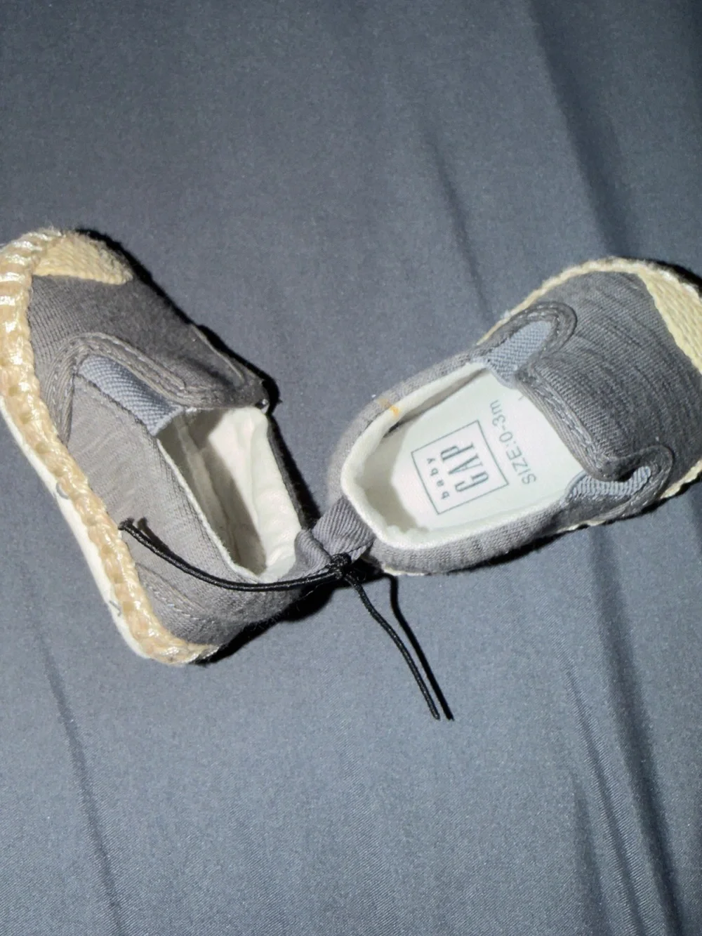 Baby Gap newborn gray espadrille slip on crib shoes 0 to 3 months